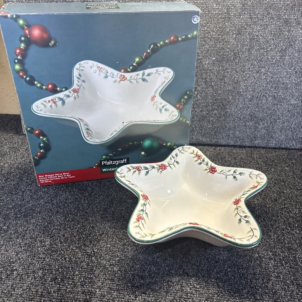 Pfaltzgraff Winterberry Star Shaped Serving Bowl 11" ~IOB